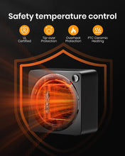 Load image into Gallery viewer, Gaiatop Portable Electric Heater, 500W Low Energy Mini Space Heaters for Home Silent, 2s PTC Ceramic Heating, Overheat/Tip Over Protection, Small Fan Heater for Office Desk, Warm Gifts for Women Men
