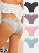 Load image into Gallery viewer, 4PCS Women&#39;s Cotton Briefs Sexy Female Underpants Elasticity Comfortable Underwear Panties Lingerie S-XL  Solid Color Intimate Womenswear ，Stylish &amp; Comfortable
