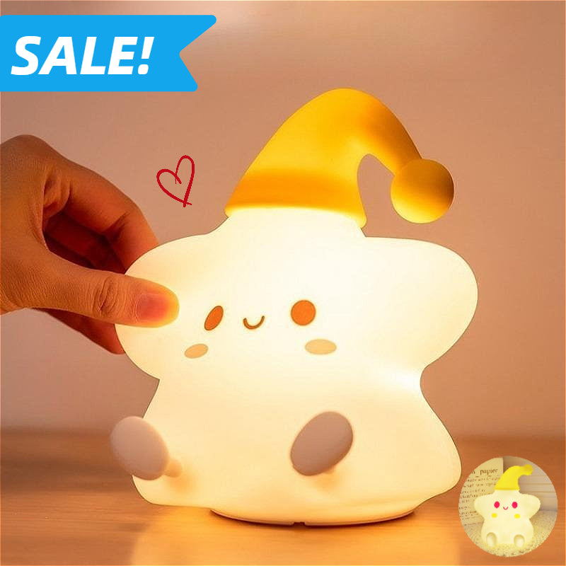 Cute Star Design Night Light, USB Rechargeable Silicone Night Light, Creative Ambient Light for Bedroom, Living Room, Home Decor,Nightlight,Lamp,lighting,Gift