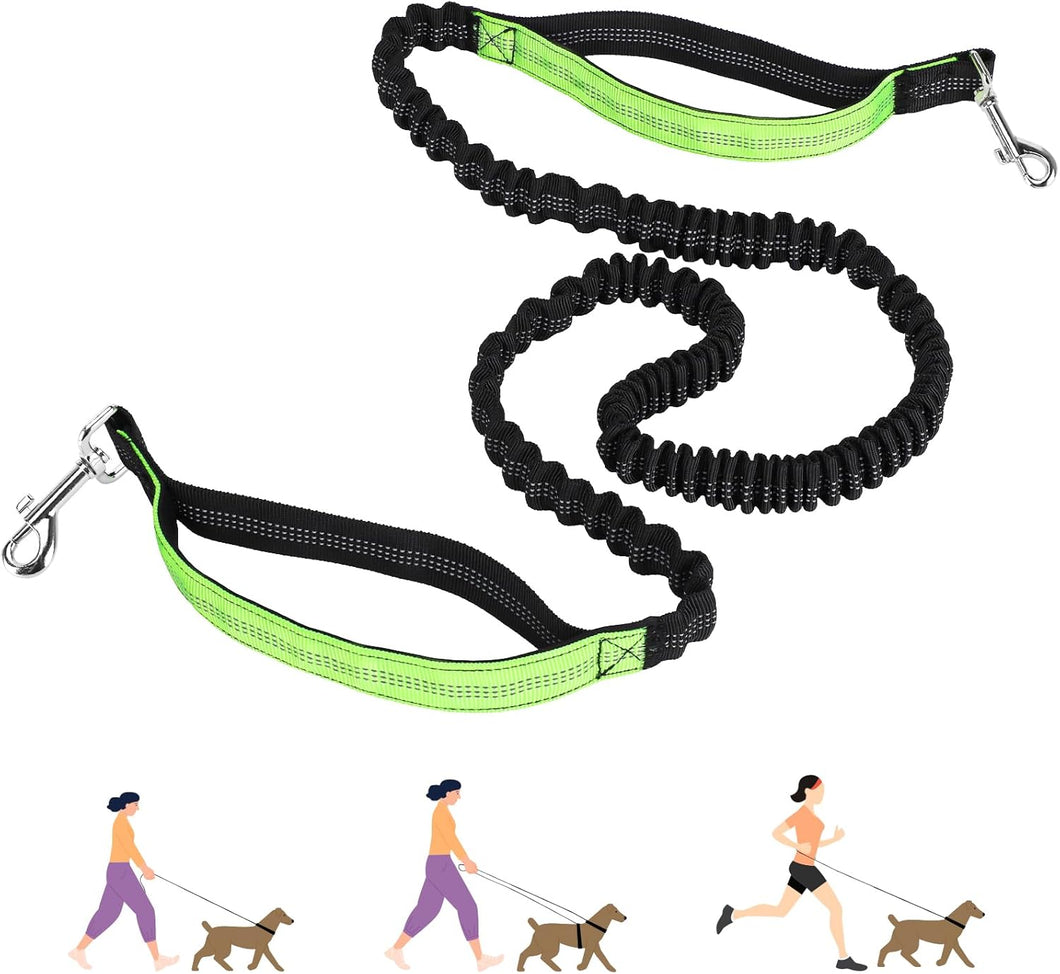 Hands Free Dog Lead with Waist Pack – 1.6m to 2.2m Dual Handles Elastic Leash for Medium Dogs, Ideal for Running, Walking, Hiking, Mountaineering & Travel