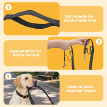 Load image into Gallery viewer, Hands Free Dog Lead with Waist Pack – 1.6m to 2.2m Dual Handles Elastic Leash for Medium Dogs, Ideal for Running, Walking, Hiking, Mountaineering &amp; Travel
