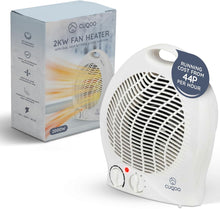 Load image into Gallery viewer, CUQOO Portable Flat Fan Heater - 2000W Room Heater with 3 Heat Settings and Overheat Protection, Horizontal Fan Heaters, Electric Space Warmer for Bedroom Indoor Use
