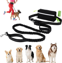 Load image into Gallery viewer, Hands Free Dog Lead with Waist Pack – 1.6m to 2.2m Dual Handles Elastic Leash for Medium Dogs, Ideal for Running, Walking, Hiking, Mountaineering &amp; Travel
