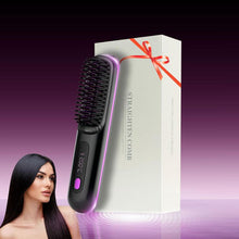 Load image into Gallery viewer, Portable Rechargeable Hair Straightener Brush, Multi-temperature Adjustable Hair Straightener, Straight &amp; Curly Hair Comb, Hair Styling Tool for Home &amp; Travel, Stocking Filler,Gift,
