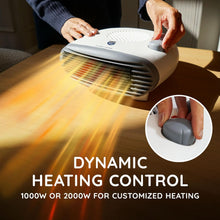 Load image into Gallery viewer, CUQOO Portable Flat Fan Heater - 2000W Room Heater with 3 Heat Settings and Overheat Protection, Horizontal Fan Heaters, Electric Space Warmer for Bedroom Indoor Use
