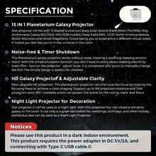 Load image into Gallery viewer, 13 In 1 Galaxy Projector Novelty Light, 360° Rotatable Starry Sky Projector Ambient Light with 13 Film Disc, Night Decor Light for Bedroom, Living Room,Nightlinght
