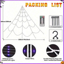 Load image into Gallery viewer, 5M 250LED Spider Web Light, Halloween Spider Web Light, Spooky Halloween Decoration, Indoor Decoration, Gothic Style Bedroom Decoration,Halloween decor
