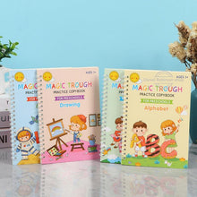 Load image into Gallery viewer, Magic Practice Scribe Book Set – 4 Books for Number, Letter, Math &amp; Drawing Practice, Includes Pen, 10 Refills, and Pencil Grip – Reusable Stationery Set,Gift
