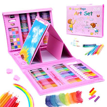 Load image into Gallery viewer, Draw the dream~208pc Deluxe Quality Portable Pink Colouring Art Set in case with Colouring Pencils Painting Set for Boys and Girls,Gift,Christmas
