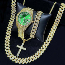 Load image into Gallery viewer, Men’s Hip Hop Jewellery Gift Set – Rhinestone Watch  | Trendy Punk Style Accessories for Streetwear, Party, Birthday &amp; Christmas Gifts,For Boyfriend
