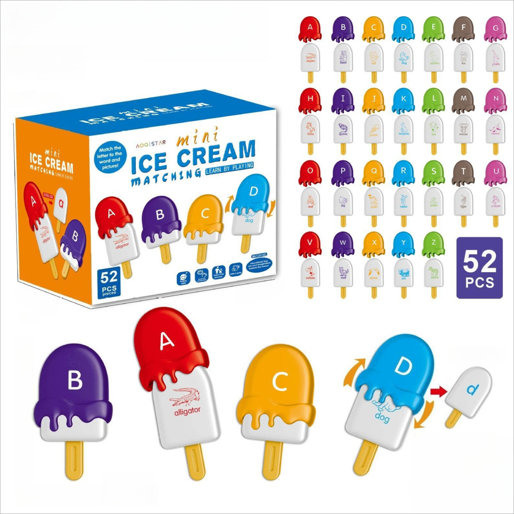 Ice Cream Shaped Alphabet Letters Matching Toy, 52pcs/set Counting Toy, Learning Toy for Boys Girls, Fine Motor Skills Toys,For children