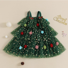 Load image into Gallery viewer, Toddler Girl Christmas Dress Star Sequin Layered Tulle Tutu Dress Pompom Embroidery Cake Smash Gift Photo Shoot Christmas Tree Costume
