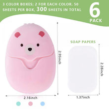 Load image into Gallery viewer, 6 Boxes (300 Sheets) Mini Disposable PortableTravel Paper Hand Soap Sheets for OutdoorCamping Hiking,Good product for tarvel,Essential items for children at school
