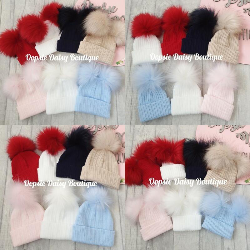 Baby Girls & Boys Lovely Knitted Pom Pom Hats Sizes Newborn upto 6yrs，Boys & Girls Winter  Hat with Pom-Pom
