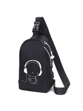Load image into Gallery viewer, 1 Piece Unisex Simple Style Cartoon Pattern Zip-up Belted Sling Bag with USB &amp; Earphone Port, Casual Sportive Sling Bag, Fashionable Crossbody Chest Bag For Daily Use
