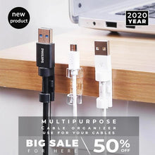 Load image into Gallery viewer, 100 PCS Cable Clips - Self Adhesive Cable Management Clips Cable Wire Holder Plastic Organizer Cord Clips for Home Office Car Desktop PC TV Computer Cable Management (Transparent)
