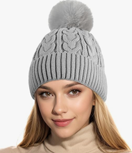 Load image into Gallery viewer, JCUK Newest Edition Women&#39;s Faux Fur Winter Pom Pom Hat SUPER SOFT SUPER COZY Plush warm lining inside
