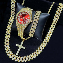 Load image into Gallery viewer, Men’s Hip Hop Jewellery Gift Set – Rhinestone Watch  | Trendy Punk Style Accessories for Streetwear, Party, Birthday &amp; Christmas Gifts,For Boyfriend
