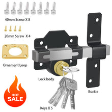 Load image into Gallery viewer, Gate Lock Garden Security Double Long Throw Bolt Rim Lock 5 Keys 50mm Both Sides,For home&amp;Store
