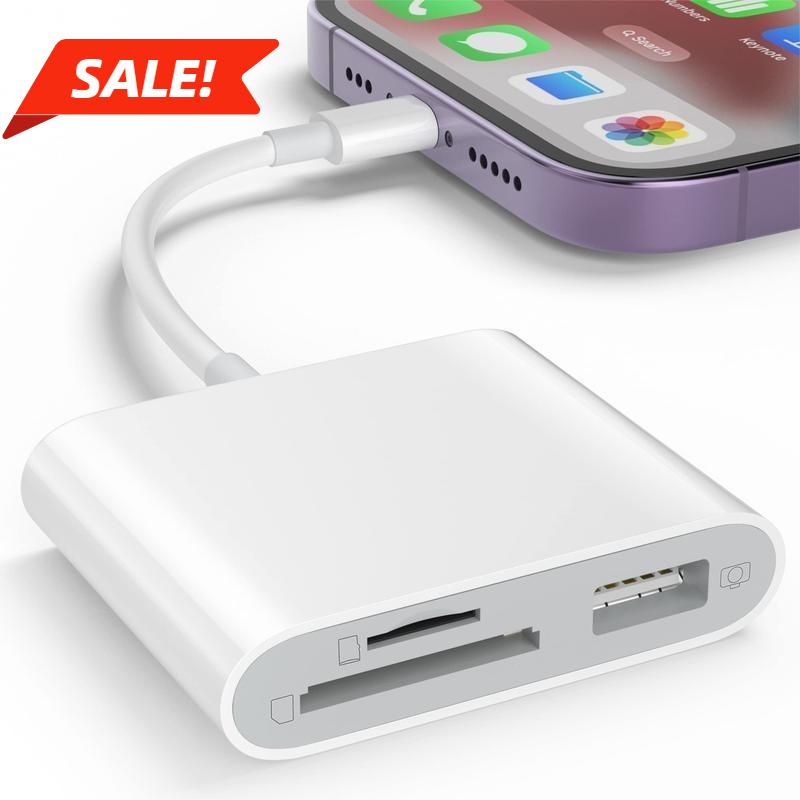 SD Card Reader OTG Adapter for IPhone, USB Socket, Memory Card Reader USB Cameras Adapter, Plug and Play Trail Game Camera SD Card Viewer Supports SD and TF Card Micro SD Card Adapter for IPad,SD Card