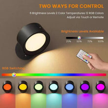 Load image into Gallery viewer, 2 Count-Magnetic RGB Wall Lights, LED Wall Lamp with USB Port, Rechargeable Battery Dimmable Wall Light, Adjustable Brightness, Home Decor Lighting Fixture,Ambient wall lamp,lamp light
