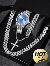 Load image into Gallery viewer, Men’s Hip Hop Jewellery Gift Set – Rhinestone Watch  | Trendy Punk Style Accessories for Streetwear, Party, Birthday &amp; Christmas Gifts,For Boyfriend
