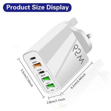 Load image into Gallery viewer, Total 65W Smartphone Fast Charger Head, 2PD+3USB Multi-port Cellphone Fast Charging Head,  Portable Charger for IPhone, Fast Charging Adapter, Travel Accessories Essential,Travel product
