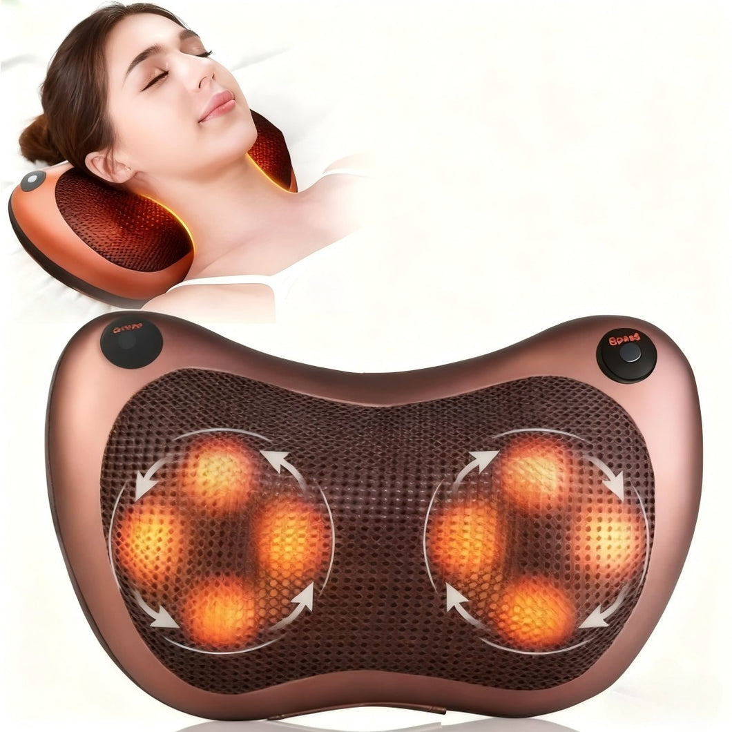 Electric Lumbar Neck Back Massage Pillow Cushion Massager with Deep-Kneading Massage Nodes and Heat for Relaxing