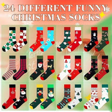 Load image into Gallery viewer, 12Pairs Socks Holiday Surprise Calendar,24 days advent calendar, Christmas &amp; New Year Countdown, 24 Days Gift Set, No Power Needed, Durable Material
