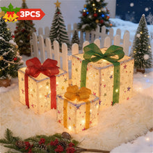 Load image into Gallery viewer, 3 Piece Christmas Light Gift Box Set with Remote Control, Festive Ribbon Decorations, Indoor Outdoor Use, Warm Glowing Lights,Christmas decorations,Decor,Light,Christmas present
