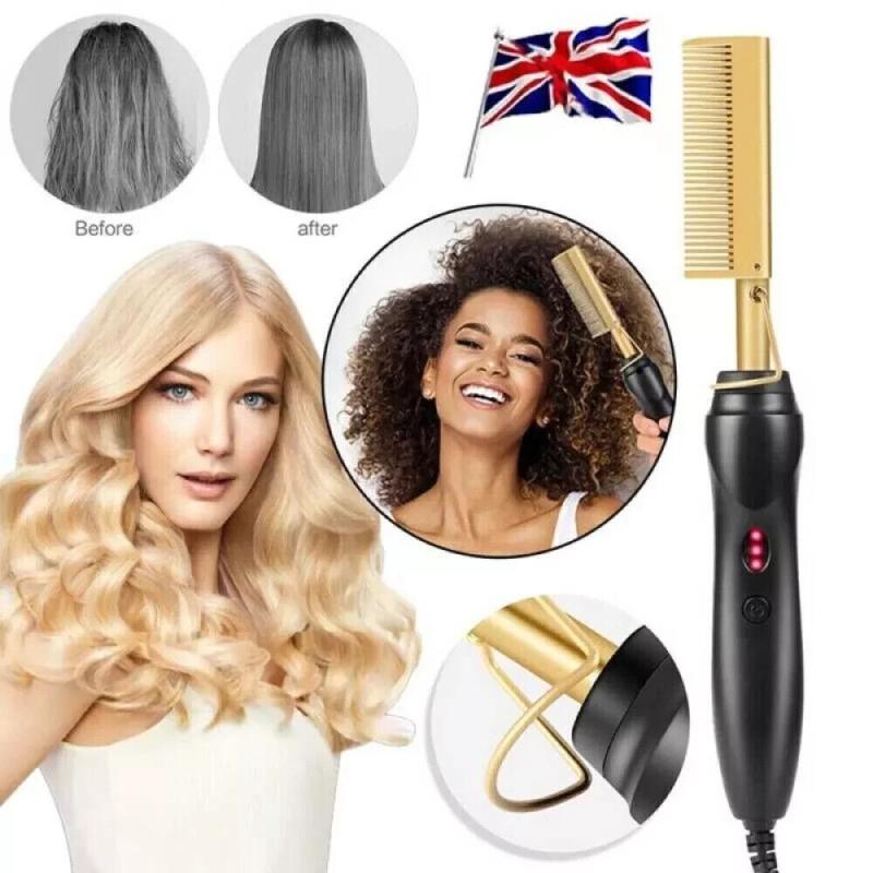 Hot Comb Electric Straightener for Wigs Afro Hair & Beard,Pressing Combo Tools Smooth Flawless
