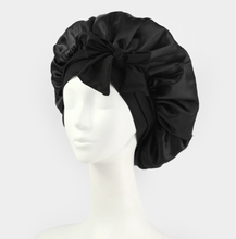 Load image into Gallery viewer, Silk Satin Bonnet for Sleeping – Double Layer Hair Bonnet with Adjustable Tie Band for Women, Protects Natural Curly Hair, Smooth Sleep Cap in Pink, Black, Blue &amp; Brown Elastic Haircare,Gift
