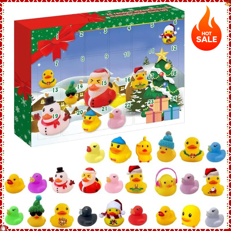 Advent Calendar, 24 Christmas Holiday Bath Rubber Ducks, Rubber Material, Smooth and Burr-Free Exterior, Christmas 24 Days Countdown Advent Calendar for Any Holiday or Occasion,Christmas,Gift,decor