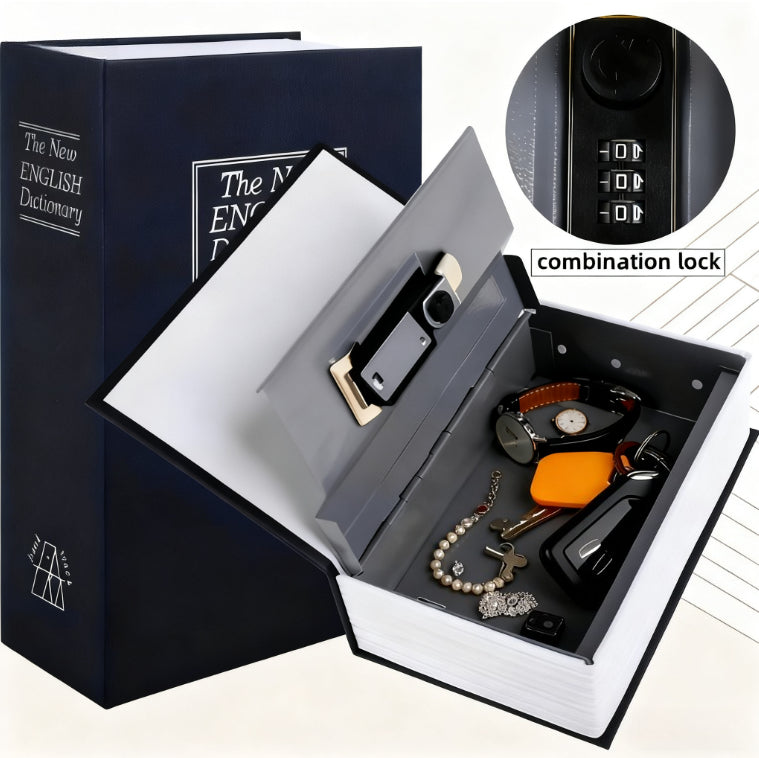 Book Box with Password Lock, 1 Count Hidden Secret Storage Box, Safe for Cash, Jewelry, Passports, Valuables, Secure Lock Box for Home, Travel,Office,