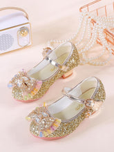 Load image into Gallery viewer, Girl&#39;s Rhinestone Decorated Bowknot Design Mary Jane Flats, Cute Sequins Decorated Princess Shoes for Party, Fashionable Shoes for Girls, Valentine&#39;s Day, Gift Valentine&#39;s Day Gift
