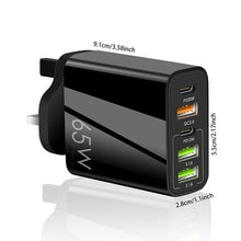 Load image into Gallery viewer, Total 65W Smartphone Fast Charger Head, 2PD+3USB Multi-port Cellphone Fast Charging Head,  Portable Charger for IPhone, Fast Charging Adapter, Travel Accessories Essential,Travel product
