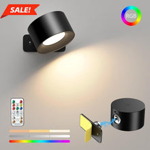 Load image into Gallery viewer, 2 Count-Magnetic RGB Wall Lights, LED Wall Lamp with USB Port, Rechargeable Battery Dimmable Wall Light, Adjustable Brightness, Home Decor Lighting Fixture,Ambient wall lamp,lamp light
