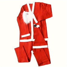 Load image into Gallery viewer, Santa Claus Costume Set for Adults 5 Piece Long Sleeve Felt Red &amp; White Striped Shirt Black Belt Red Hat Beard Perfect for Christmas Festive Season,Christmas Party Accessories
