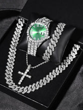 Load image into Gallery viewer, Men’s Hip Hop Jewellery Gift Set – Rhinestone Watch  | Trendy Punk Style Accessories for Streetwear, Party, Birthday &amp; Christmas Gifts,For Boyfriend
