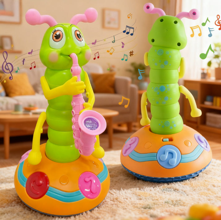 Cute Caterpillar Design Saxophone Toy, 1 Box Electric Singing & Dancing Insect Toy, Musical Instrument Toy for Kids, Birthday Gift,For children