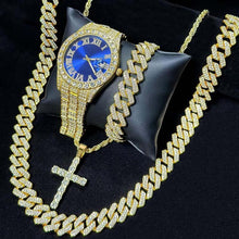 Load image into Gallery viewer, Men’s Hip Hop Jewellery Gift Set – Rhinestone Watch  | Trendy Punk Style Accessories for Streetwear, Party, Birthday &amp; Christmas Gifts,For Boyfriend
