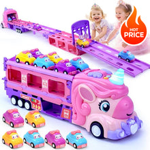 Load image into Gallery viewer, Kids 7-In-1 Unicorn Car Toy with Lights &amp; Music, Foldable Transport Carrier Truck for 1-5 Year Olds, Perfect Gift for Girls,Christmas,Gift

